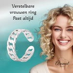 Stalen Verstelbare Schakel Ring - One Size - RVS