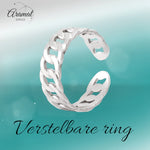 Stalen Verstelbare Schakel Ring - One Size - RVS