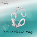 Stalen Verstelbare Open Schakel Ring - One Size - RVS