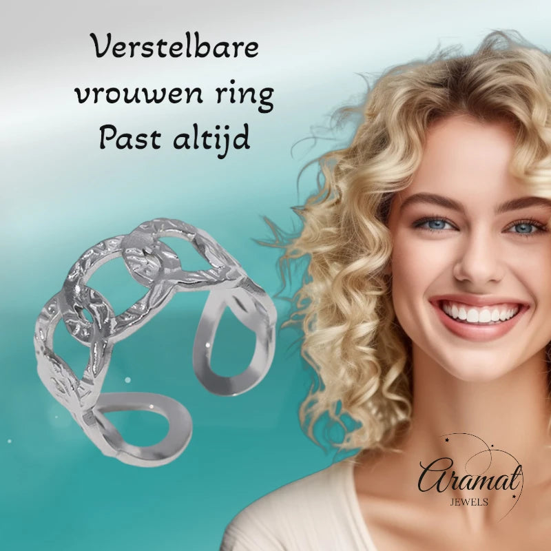 Stalen Verstelbare Open Ring - Bewerkte Schakels - 10mm