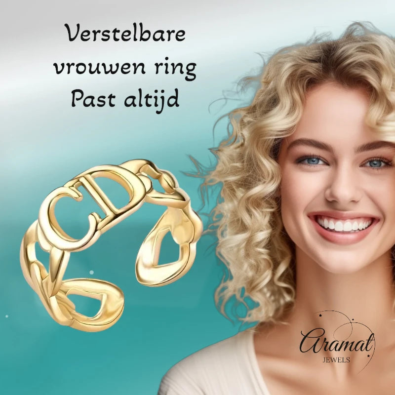 Stalen Verstelbare Open Ring - CD & Schakels - One Size