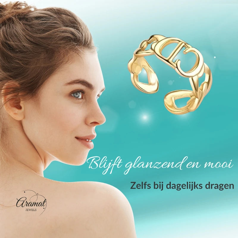 Stalen Verstelbare Open Ring - CD & Schakels - One Size