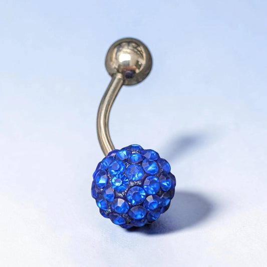 Elegant Dark Blue Crystal Belly Button Piercing