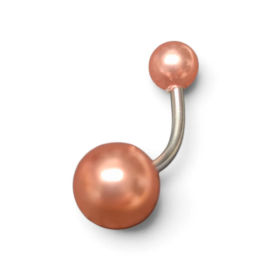 Stalen Navelpiercing Donkerroze Synthetische Parel – Zilverkleurig, Zonder Hanger