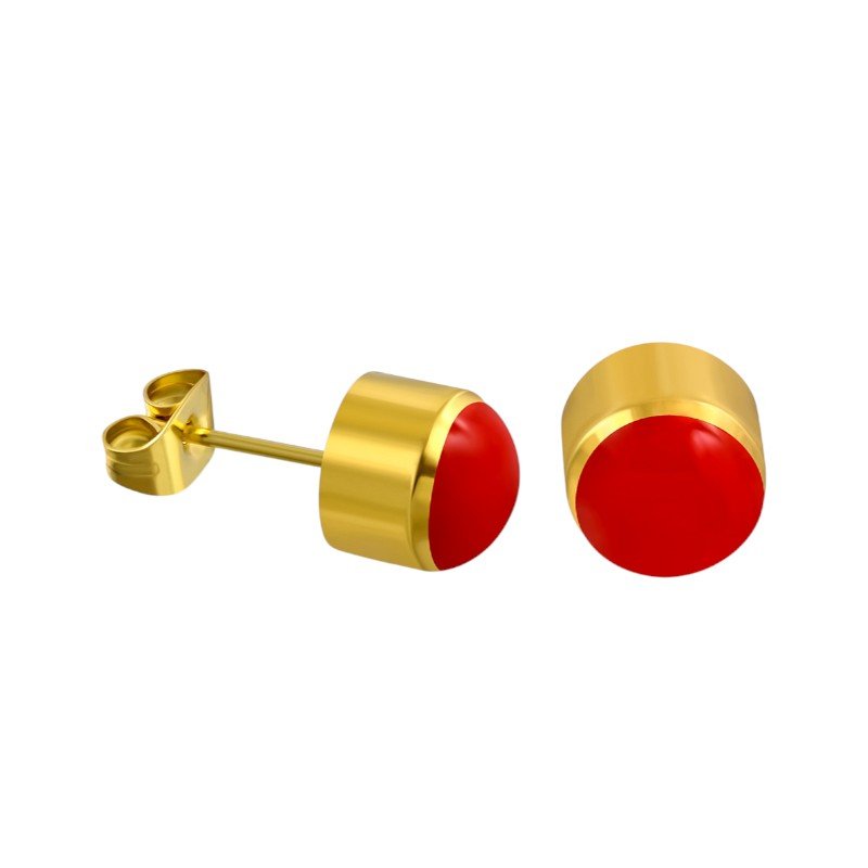Rode Emaille Oorbellen met Goudkleurige Staal 4mm - oor2591 - ebe017 - Oorbellen kopen# - 4mm - alles