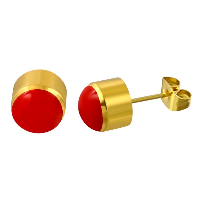 Rode Emaille Oorbellen met Goudkleurige Staal 4mm - oor2591 - ebe017 - Oorbellen kopen# - 4mm - alles
