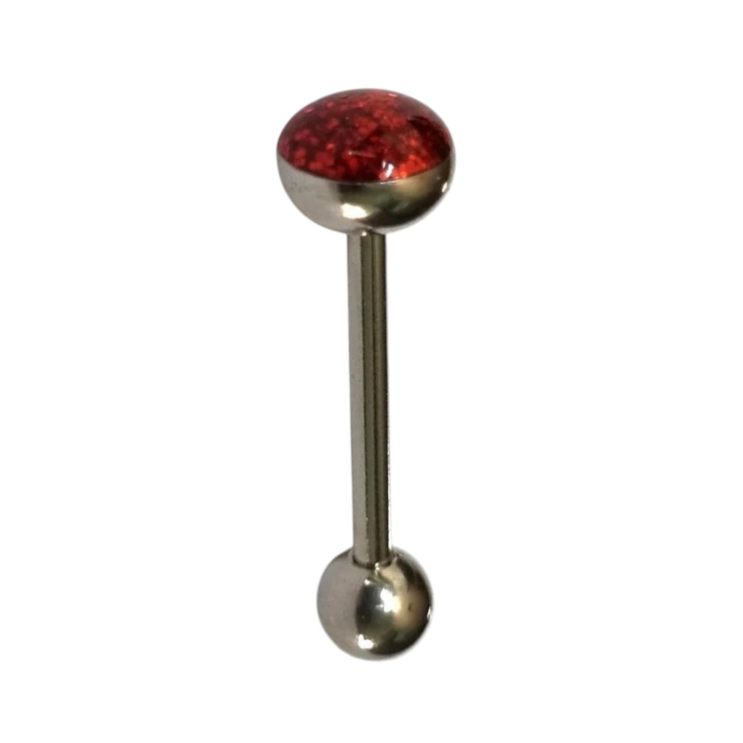 Een piercing van rode stenen