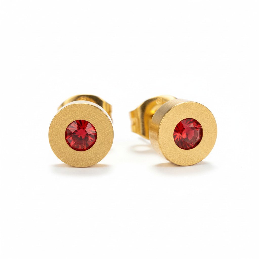 Rode Kristal Oorbellen met goudkleurige Afwerking - Aramat Jewels - Oorbellen - cadeautip