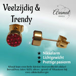 Rode kristallen oorstekers 6 mm – goudkleurig - oor3103 - Oorbellen kopen# - 6mm - alles - cadeau
