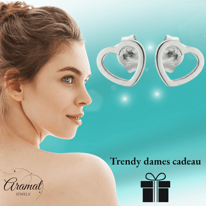 Roestvrij Staal Hart Oorbellen Zilver 6mm Open - Aramat Jewels - Oorbellen - cadeautip
