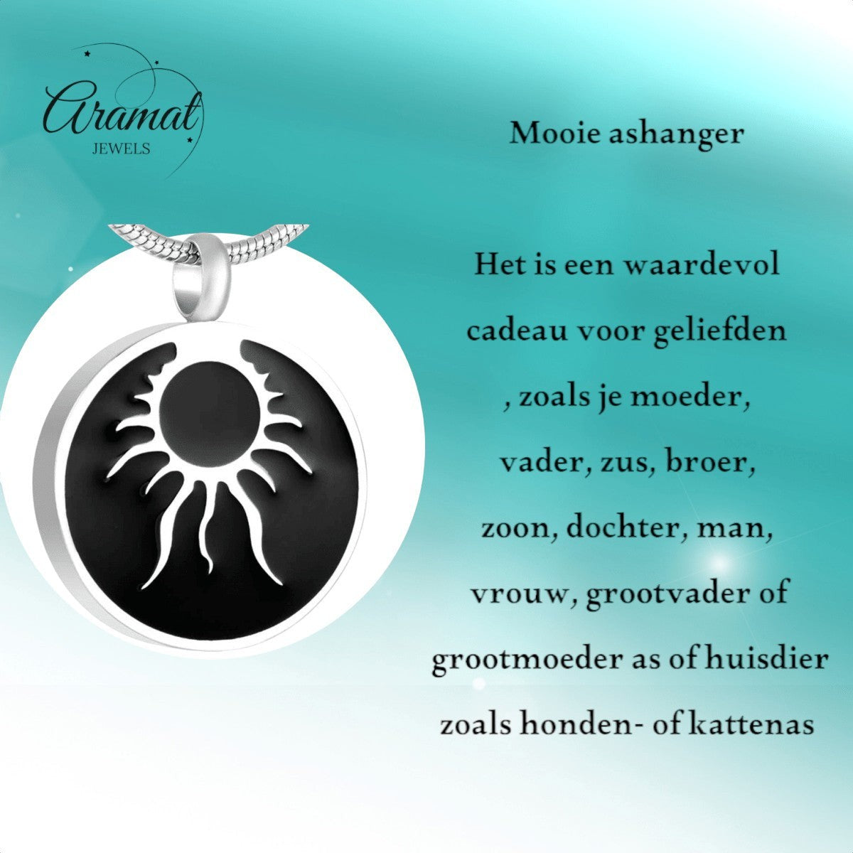 Ronde ashanger tribal design – staal & emaille - Aramat Jewels - Gedenkhangers - cadeautip
