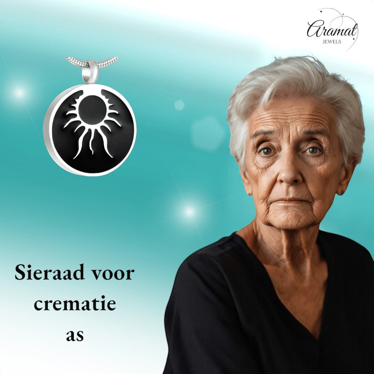 Ronde ashanger tribal design – staal & emaille - Aramat Jewels - Gedenkhangers - cadeautip
