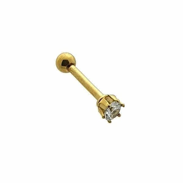 Helix Piercing Goudkleurig met Rond Zirkonia Steentje – Staal 1,2mm 7mm