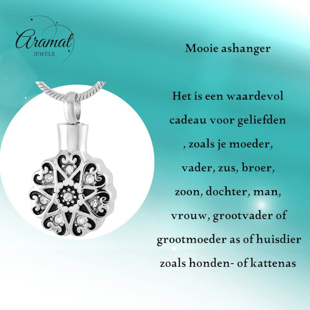 Ronde Keltische ashanger staal met zirkonia - Aramat Jewels - Gedenkhangers - cadeautip