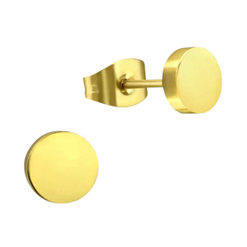 Goudkleurige Ronde Oorstekers RVS 8mm
