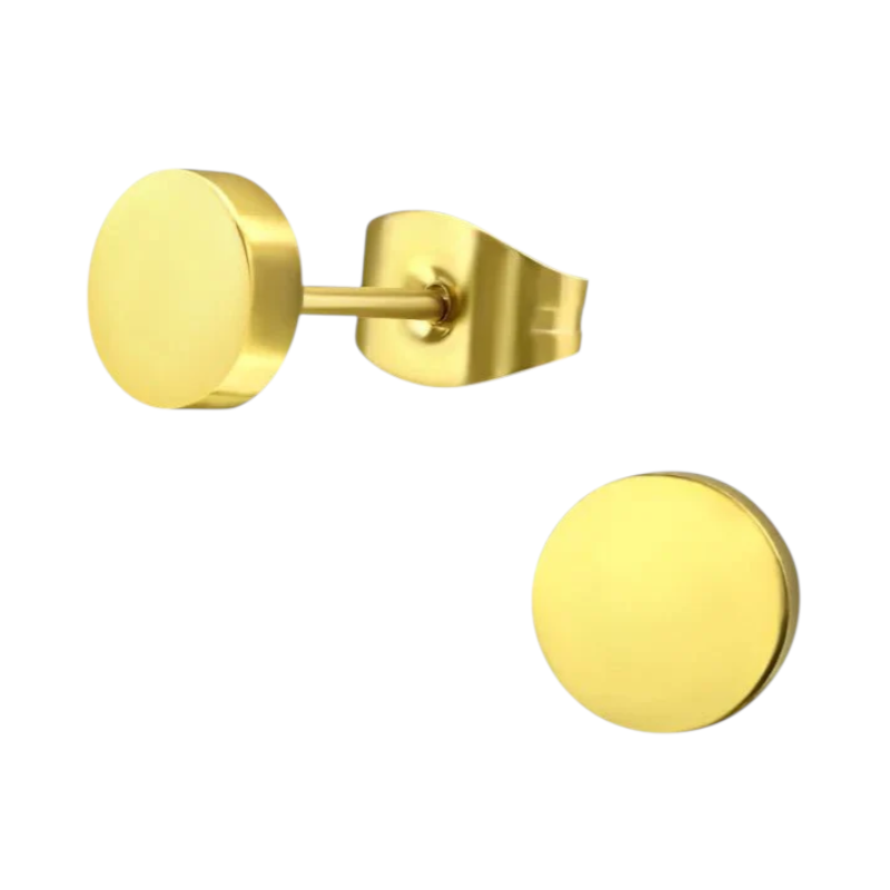 Goudkleurige Ronde Oorstekers RVS 8mm