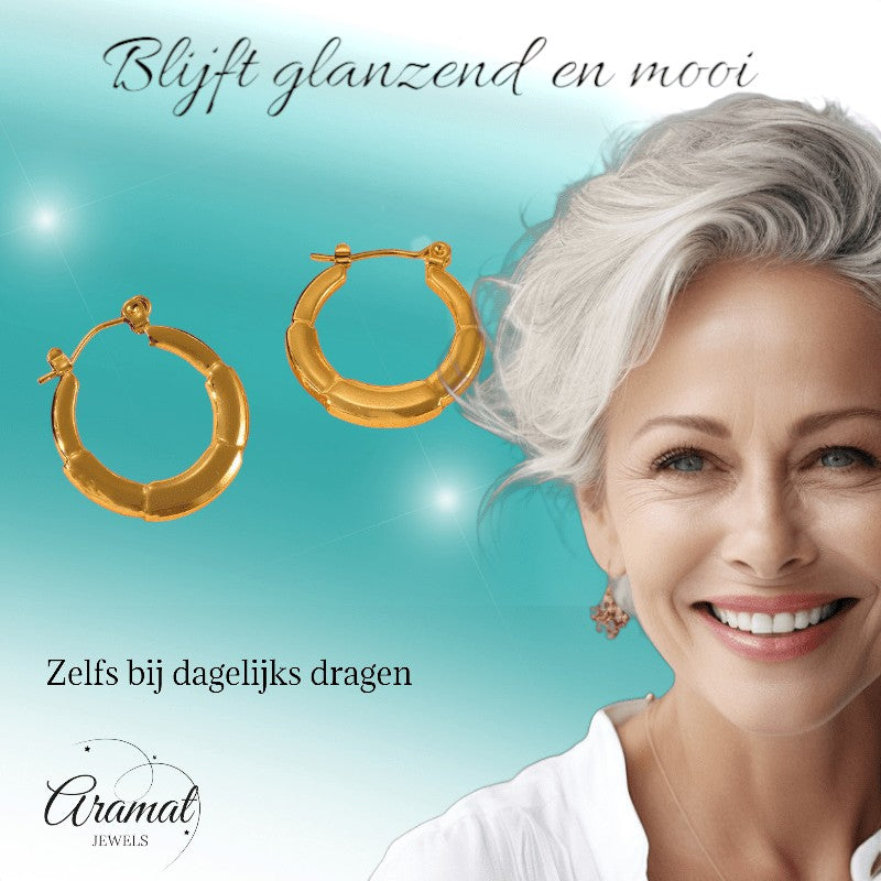 Ronde Oorringen 24x23mm – Goudkleurig RVS – Kleine Hoops - oor6349 - 840144 - Oorringen kopen# - 24mm - alles - cadeau