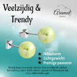 Ronde Spetter Oorbellen 6mm - Lichtgroen/Wit/Zilverkleur - oor2686 - tte035 - Oorbellen kopen# - 6mm - acryl