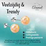 Ronde Spetter Oorbellen 6mm - Oranje/Wit/Zilverkleur - Uniek - oor2685 - tte026 - Oorbellen kopen# - 6mm - acryl