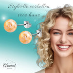 Ronde Spetter Oorbellen 6mm - Oranje/Wit/Zilverkleur - Uniek - oor2685 - tte026 - Oorbellen kopen# - 6mm - acryl