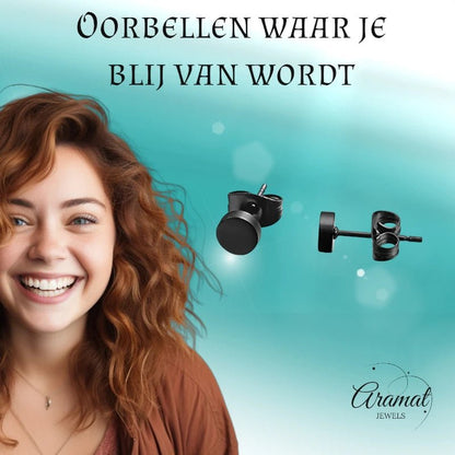 Ronde Zwarte Zweerknopjes 4mm – RVS - oor3152 - Oorbellen kopen# - 4mm - alles