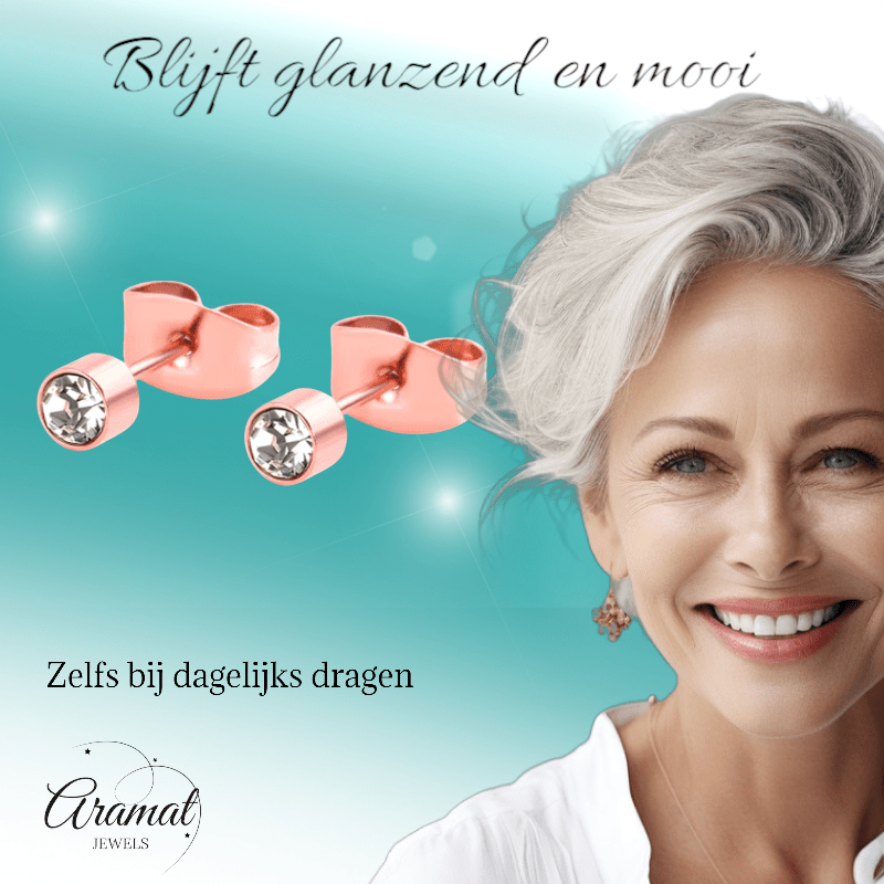 Rosékleurige kristal oorstekers – 3 mm - oor3743 - Oorbellen kopen# - 3mm - alles - cadeau