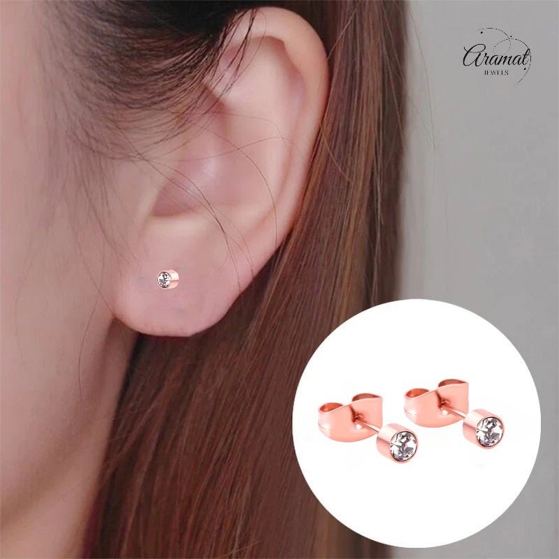 Rosékleurige kristal oorstekers – 3 mm - oor3743 - Oorbellen kopen# - 3mm - alles - cadeau