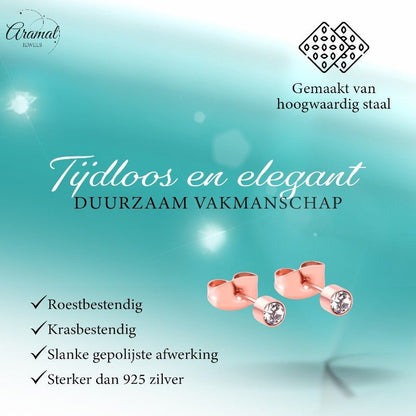 Rosékleurige kristal oorstekers – 3 mm - oor3743 - Oorbellen kopen# - 3mm - alles - cadeau