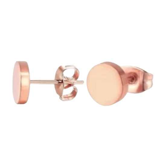 Rosekleurige Ronde Oorstekers RVS 8mm - Aramat Jewels - Oorbellen - cadeautip