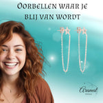 Rosékleurige ster oorbellen met kettinkje - oor161 - Oorbellen kopen# - 8mm - alles - cadeau