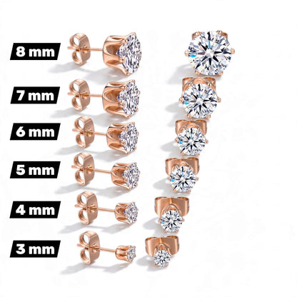 RVS zirkonia oorstekers rosékleur – rond transparant