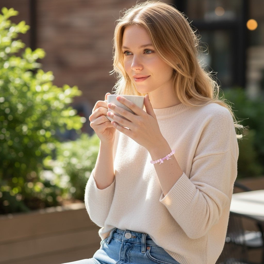 Roze Kwarts Armband verstelbaar - Aramat Jewels - Armbanden - cadeautip