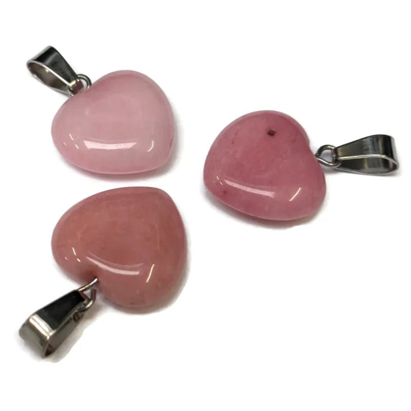 Roze jade hart hangers