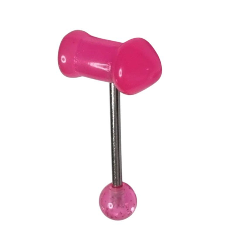Een roze plastic dom met een metalen staaf