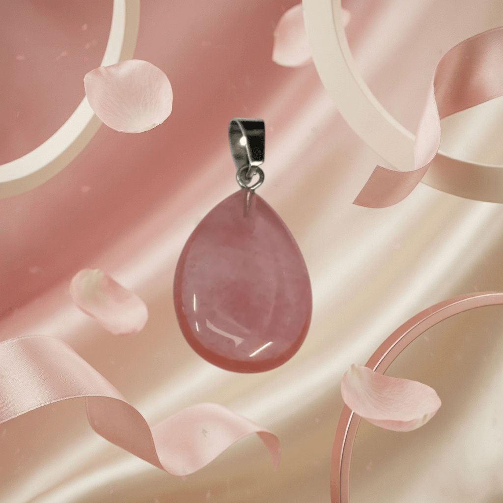 Roze Watermeloen Kwarts Druppel Hanger natuursteen - Aramat Jewels - Hangers - cadeautip
