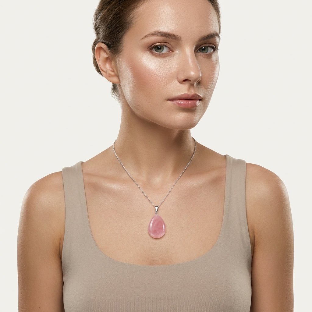 Roze Watermeloen Kwarts Druppel Hanger natuursteen - Aramat Jewels - Hangers - cadeautip