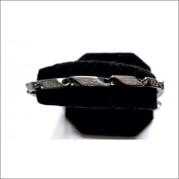 Zwarte Leren Armband Met Zilveren Sluiting, Rvs Armband Fantasie Schakel 4mm 22cm