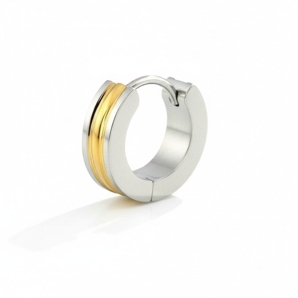 RVS Bicolor Creolen Goud Zilver 20mm - Huggie Oorringen Unisex - Aramat Jewels - Oorringen - cadeautip