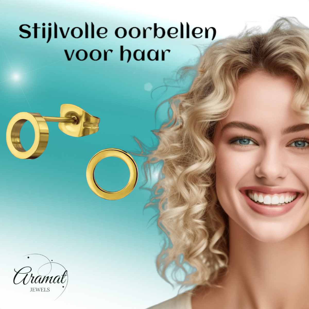 RVS Cirkel Oorbellen Goudkleur Open 10mm - Minimalistische Oorstekers - Aramat Jewels - Oorbellen - cadeautip
