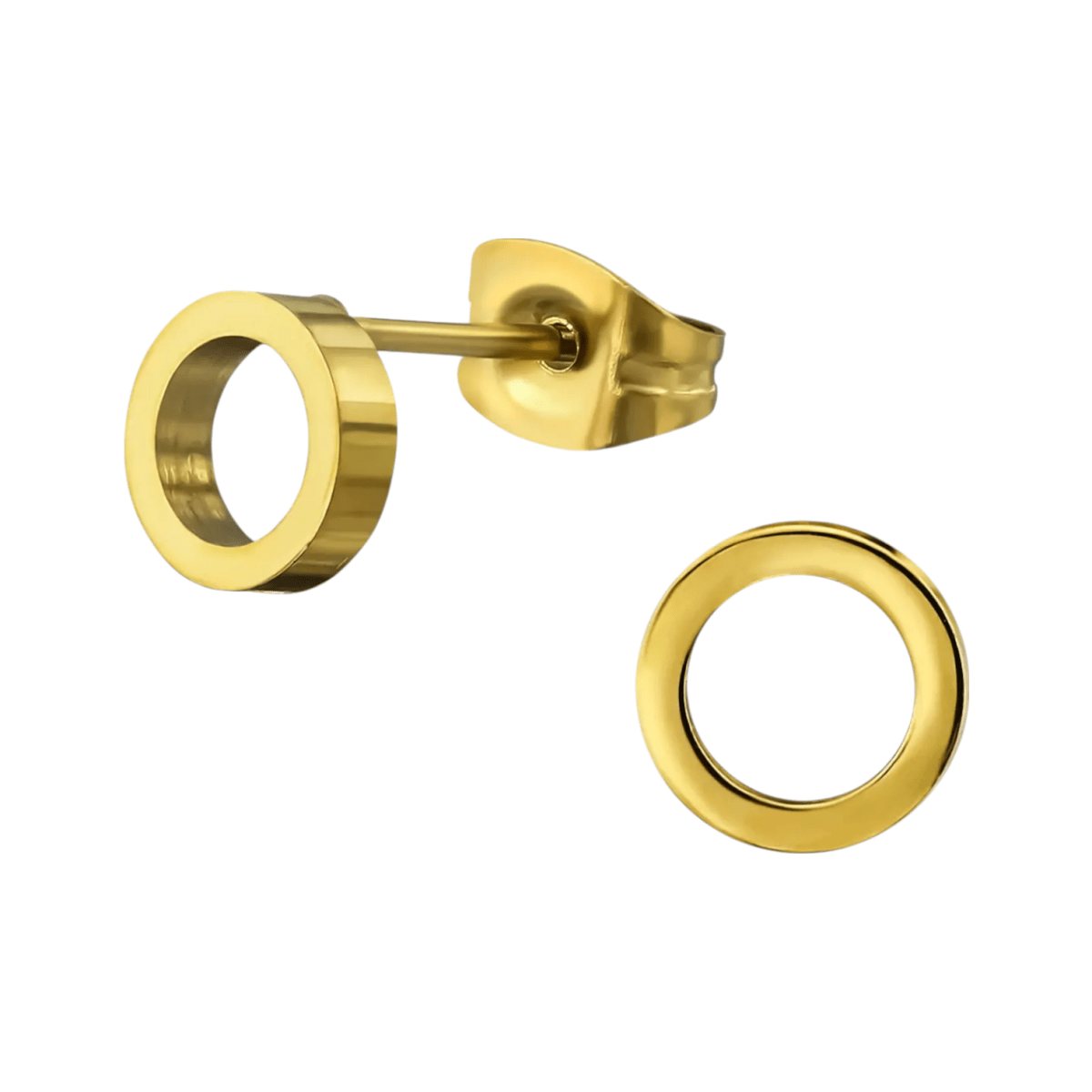 RVS Cirkel Oorbellen Goudkleur Open 10mm - Minimalistische Oorstekers - Aramat Jewels - Oorbellen - cadeautip