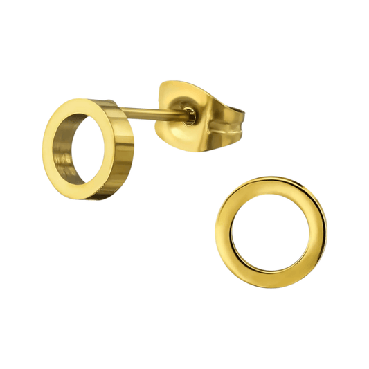 RVS Cirkel Oorbellen Goudkleur Open 10mm - Minimalistische Oorstekers - Aramat Jewels - Oorbellen - cadeautip
