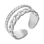 RVS Damesring Verstelbaar – 2 Lijnen (Schakel & Gestreept) – One Size - ring334 - 80113 - Ringen kopen# - Zilverkleur - alles - boho