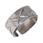 RVS Damesring Verstelbaar – Driehoekige Motiefjes – One Size - ring325 - 161739 - Ringen kopen# - Zilverkleur - alles - cadeau