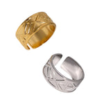 RVS Damesring Verstelbaar – Driehoekige Motiefjes – One Size - ring325 - 161739 - Ringen kopen# - Zilverkleur - alles - cadeau