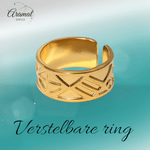 RVS Damesring Verstelbaar – Driehoekige Motiefjes – One Size - ring325 - 161739 - Ringen kopen# - Zilverkleur - alles - cadeau