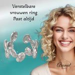 RVS Damesring Verstelbaar – Ovale Bewerkte Schakels – One Size - ring336 - 76737 - Ringen kopen# - Zilverkleur - alles - boho