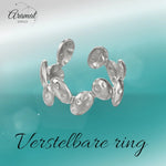 RVS Damesring Verstelbaar – Ovale Bewerkte Schakels – One Size - ring336 - 76737 - Ringen kopen# - Zilverkleur - alles - boho