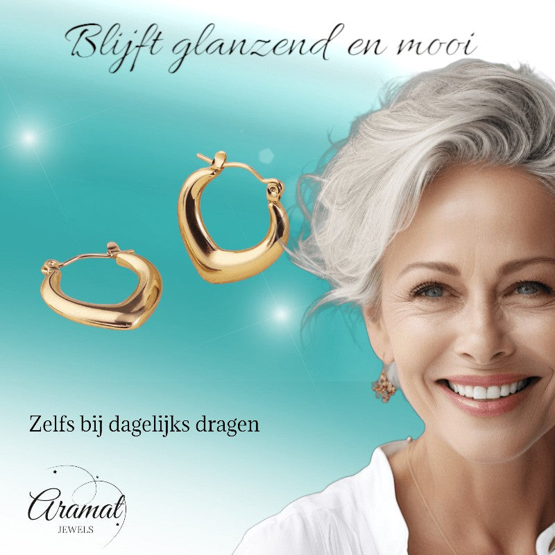 RVS druppelvormige oorringen 22mm – Goudkleurige hoops - oor6364 - 514383 - Oorringen kopen# - 22mm - alles - bolletjes