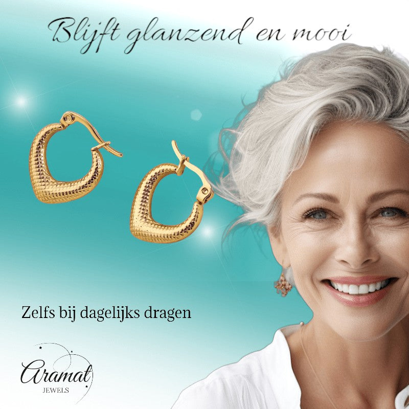 RVS Druppelvormige Oorringen met Ruitjesmotief 20x20mm - oor6363 - 514414 - Oorringen kopen# - 20mm - alles - bolletjes