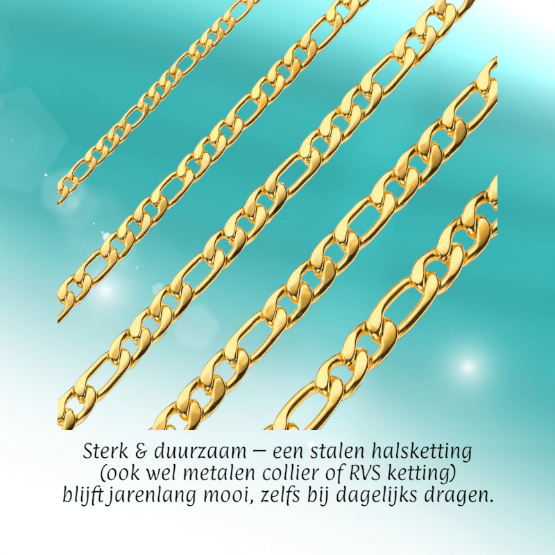 RVS Figaro Ketting Goudkleur 50 - 60cm - Klassieke Schakelketting - Aramat Jewels - Halskettingen - cadeautip
